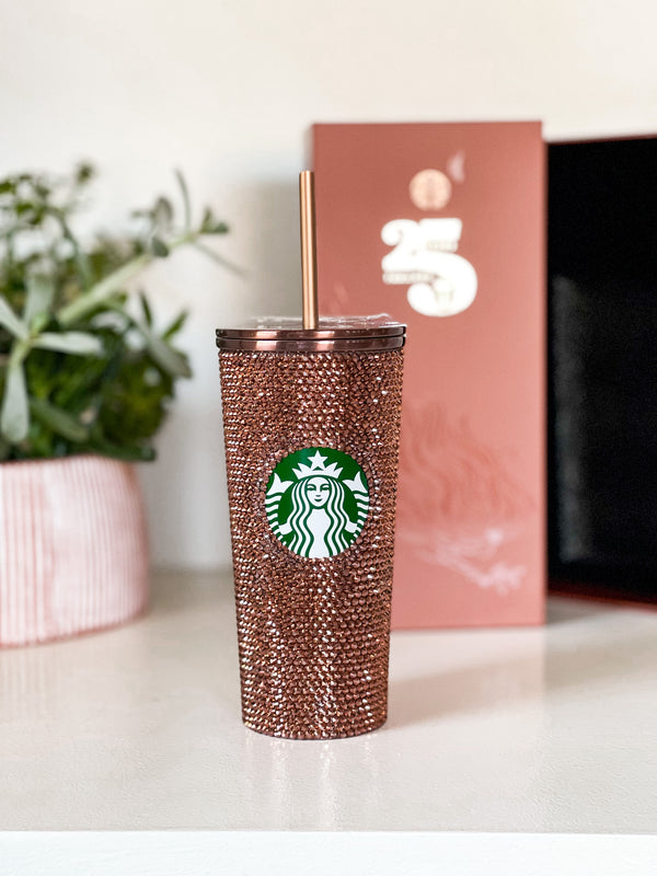 Starbucks Thailand Copper Crystal Rhinestone 25th Anniversary Tumbler
