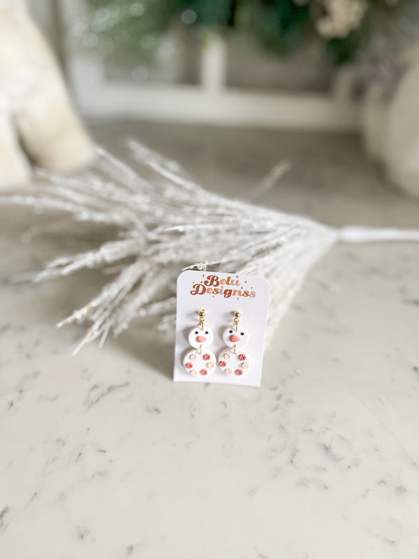 Flower Snowman Christmas Handmade Earrings