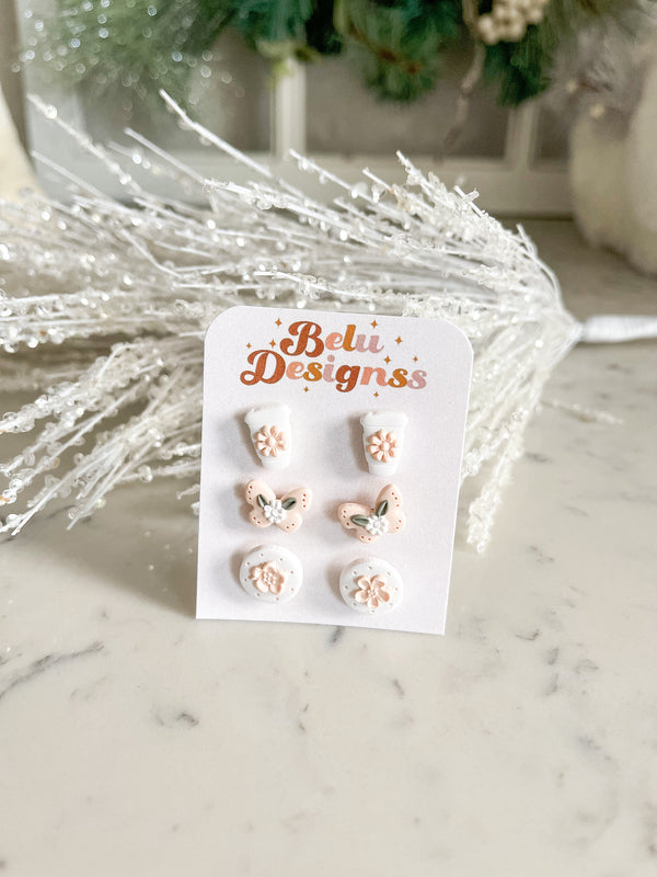 Florals Coffee Collection Earring Set