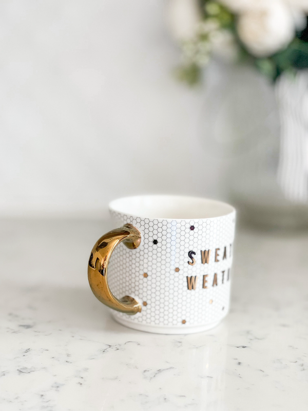 Sweater Weather - Gold, White Tile Coffee Mug - 17 oz